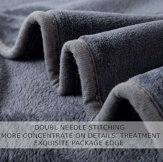 Soft Travel Size Blanket All Season Warm Fuzzy Microplush Lightweight Thermal Fleece Blankets for Couch Bed Sofa,Throw,50x61 Inches,Dark Gray