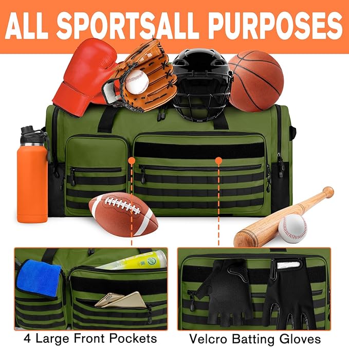 Goloni 130L Heavy Duty Large Duffle Equipment Bag,Catchers Gear Bag with Shoe Compartment,Baseball Duffle Bag