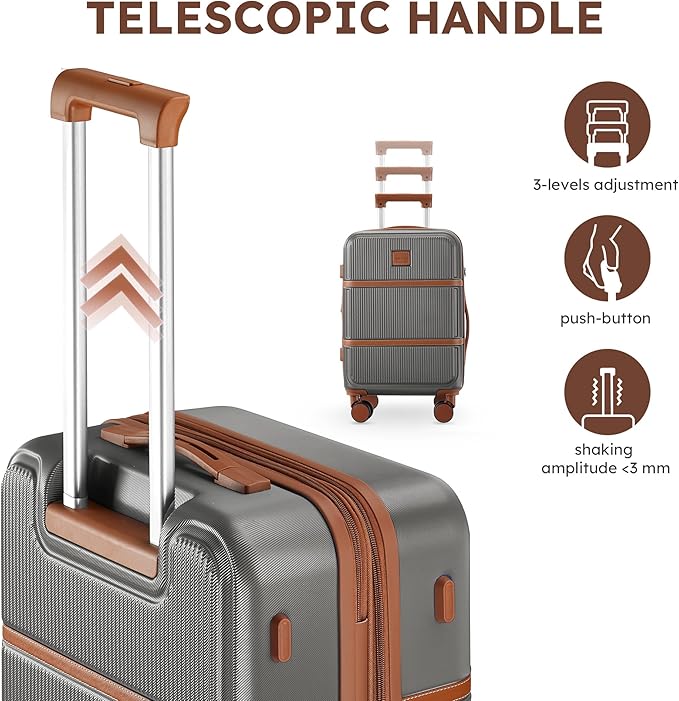 Suitour Expandable 4-Piece Luggage Set (14" 19" 23" 27") ABS Hardside Suitcase Sets with Spinner Wheels Checked Luggage Travel Suitcase