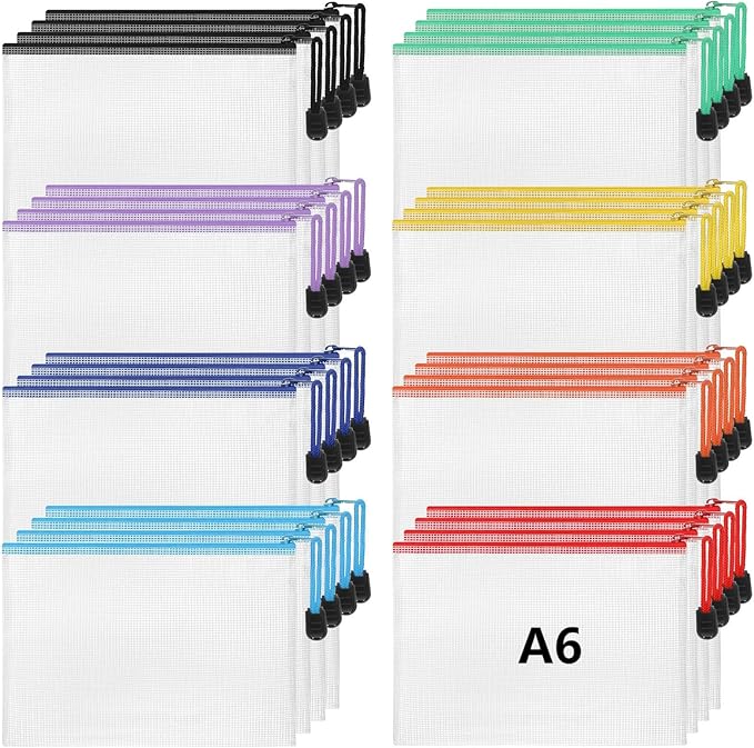 Jetec 32 Pcs Mesh Zipper Bags Toy Storage Bikini Organizer Bag Bolsas Para Guardar Trajes De Bano Waterproof Zipper Reusable Pouch Puzzle Multipurpose for Storage Office(Sweet Color,7.5 x 5 Inch)