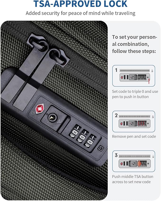 ECOHUB Carry On Luggage Airline Approved, 20 Inch Softside Carry On Suitcase with Spring Shock-Absorbing Spinner Wheels, Lightweight Travel Luggage with TSA Lock, 22x14x9 Carry-On Bag