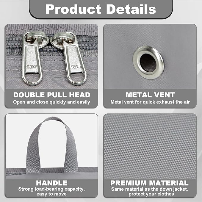 Compression Packing Cubes for Travel Essentials, 2pc Expandable Travel Cubes for Packing Bags Suitcase Organizer, Grey