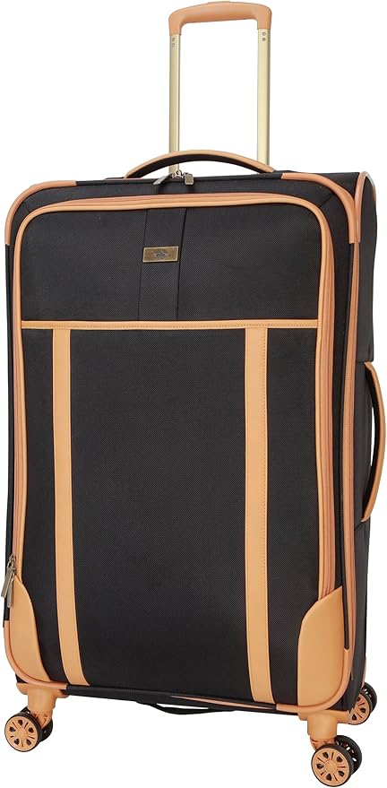 Dockers Seahorse Softside Expandable 8-Wheel Spinner Travel Checked Luggage, 3-Piece Set, Black