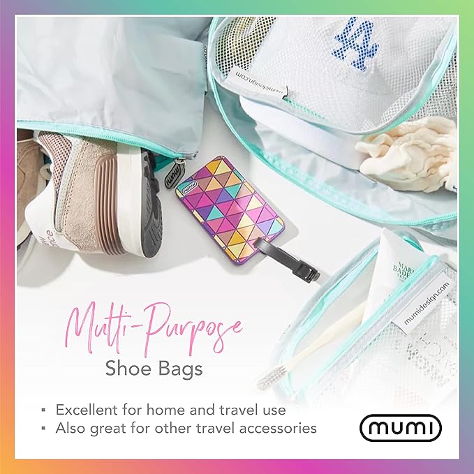 MUMI Travel Shoe Bags Set of 2 – Waterproof Shoe Bag for Travel, Gym, Storage, Packing – Lightweight Shoe Travel Bags for Suitcase, Closet, Backpack – Travel Shoe Organizer for Men and Women (Pink)