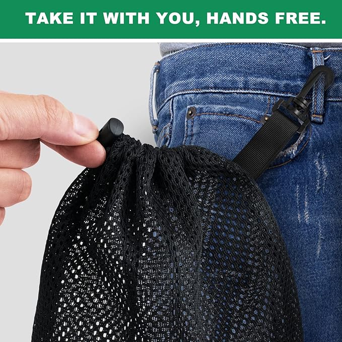 10 PCS With Clips Mesh Drawstring Bags, Portable Nylon Storage Bags for toy,Sports Storage,Outdoor activities etc. (15.7x19.7in)