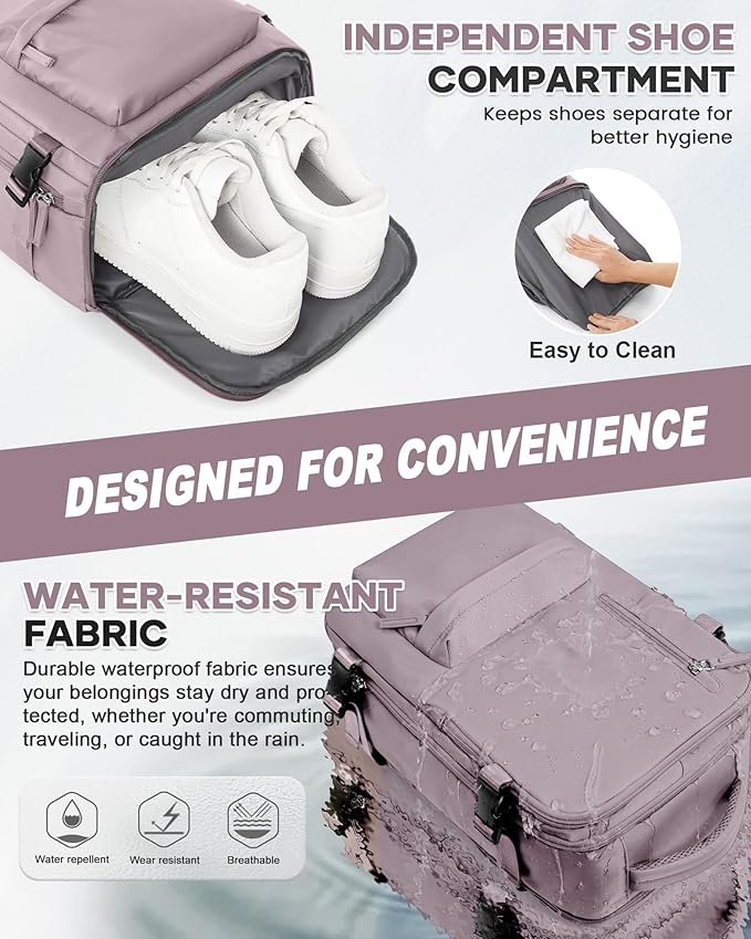 WONHOX Large Travel Backpack Carry on Flight Approved Laptop Work Business Backpack for Women Men Mochila de Viaje