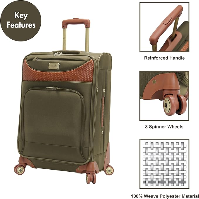 Pathfinder 24 Inch Luggage with Spinner Wheels Softside Expandable Medium Suitcase