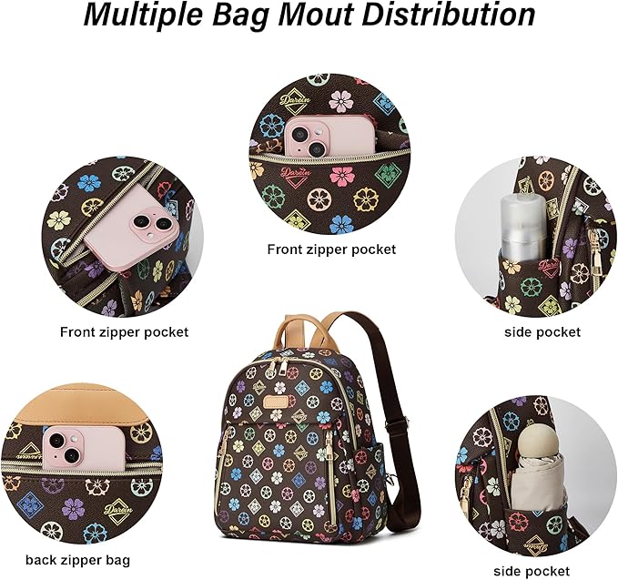 Makes Mini Backpack for Women, Stylish Daypack Purse Handbag Small Casual Daily Travel Bag, Lady Girls Gifts for Work School, 2pcs Sets