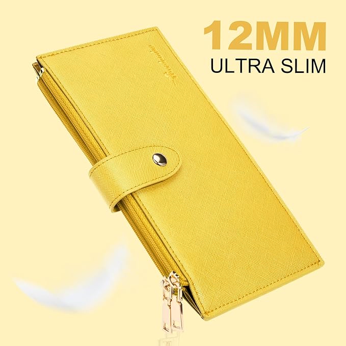 Travelambo RFID Wallet Women Large Size Bifold Multi Card Wallet Case with Zipper Pocke Credit Card Holder for Women
