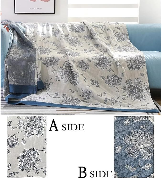 MSGKV Spring Throw Blanket 100% Cotton 60''x 80'', Versatile Woven Soft Decorative Blankets for Chair Bed Sofa Couch Bedroom Living Room