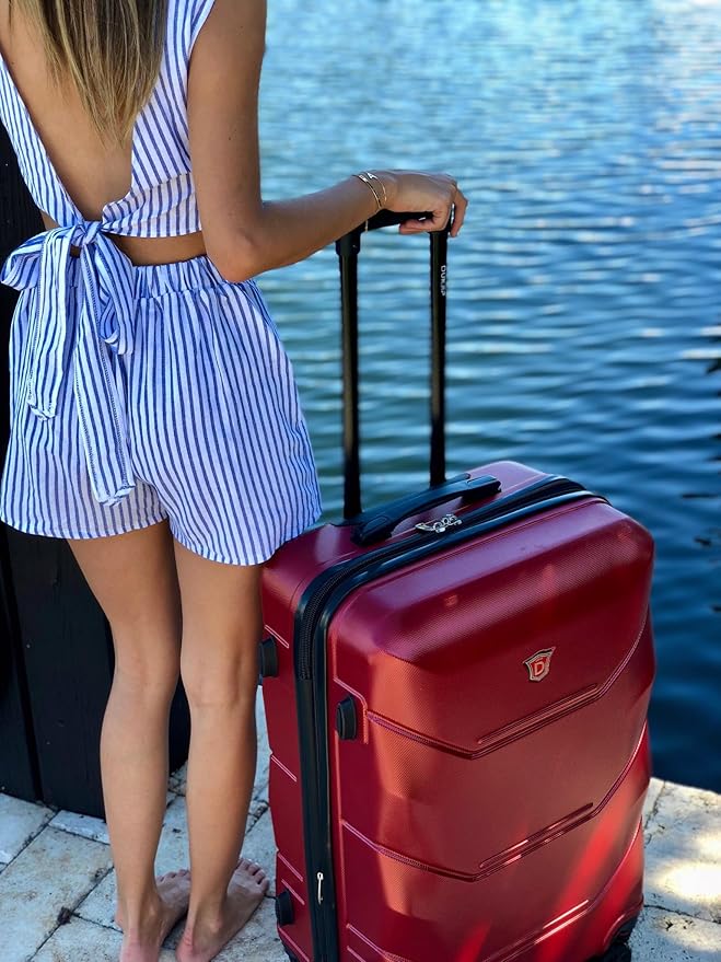 DUKAP ZONIX Luggage with Spinner Wheels | Durable Lightweight Hardside Suitcase, Spacious Travel Bag with Handle and Trolley | 26 Inch Medium Checked Luggage | Wine