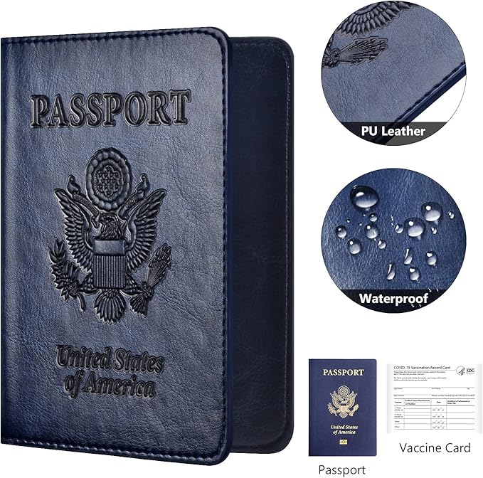 Eoehro Passport Holder for Travel Essentials-2Pack, Passport Wallet Cover Case for Travel Must Haves Accessories,Passport Book Holders for Women and Men