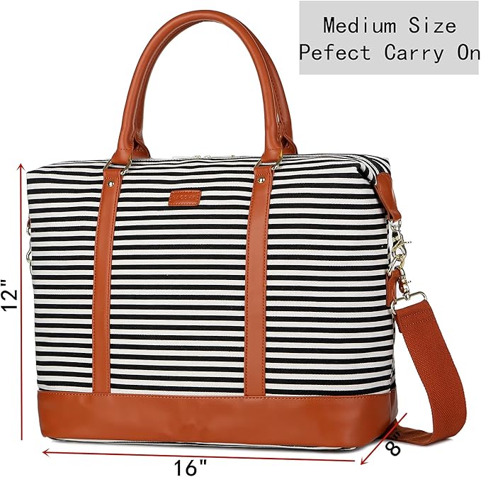BAOSHA HB-28 Ladies Women Canvas Travel Weekender Bag Overnight Carry-on Duffel Tote Bag