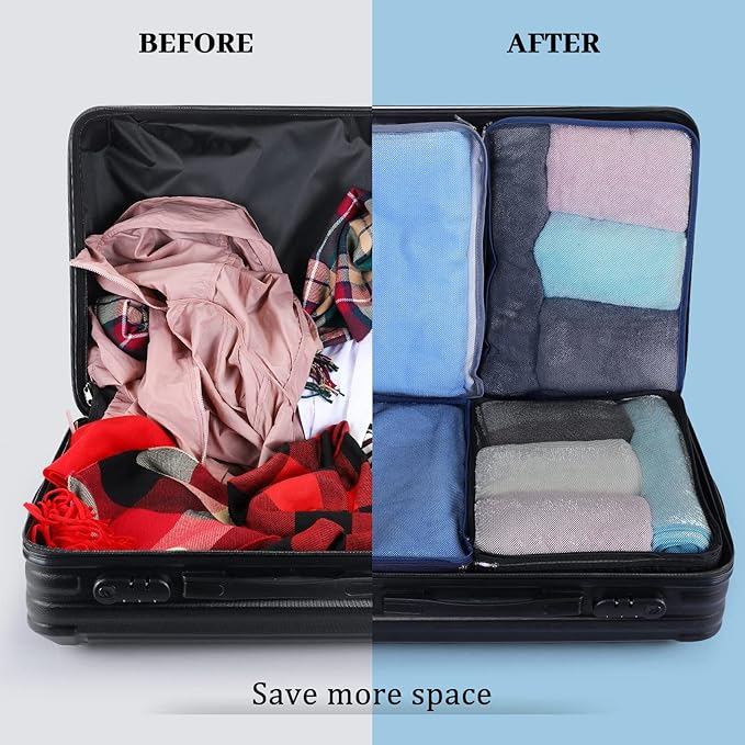 Tudomro 12 Pcs Large Packing Cubes Luggage Organizers for Suitcase Mesh Travel Organizer Bags Travel Packing Organizers for Traveling Camping Hiking