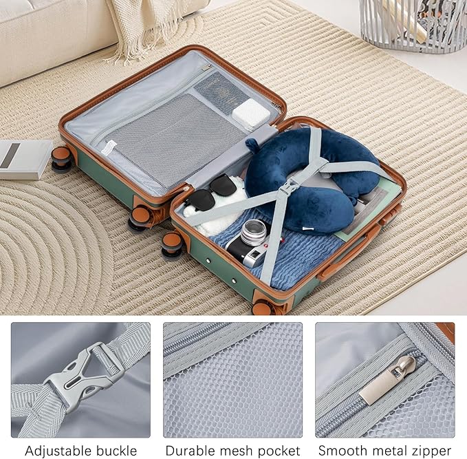LONG VACATION Luggage Set 6 Piece Suitcase with Spinner Wheels, ABS+PC Hardshell Luggage with TSA Lock & YKK Zipper