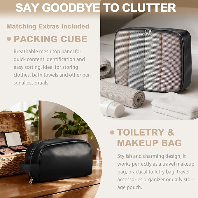 Large 3-in-1 Leather Duffle Bag for Travel Weekender Overnight Hospital Gym Bag for Men & Women, Carry On Airline Approved Personal Item Duffel Garment Bag Luggage with Shoe Compartment & Toiletry Bag