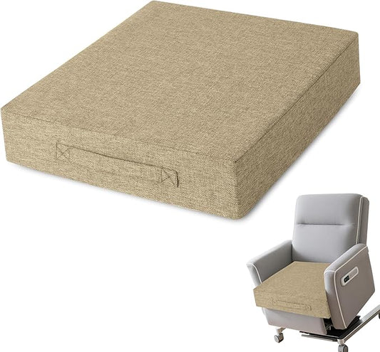 AddGrace Recliner Cushions for Elderly Thick Seat Cushion 20"x20"x4" Chair Pads with Non Slip Backing and Washable Cover for Couch Armchair Chairs Beige