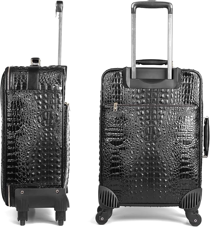 feilario Croco trolly luggage with spinner wheel softside suitcase lightweight checked bag