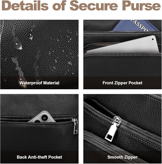 SYTRAH Anti-Theft Crossbody Purse for Women, Crossbody Shoulder Bag with Built-in Wallet & RFID Blocking for Travel Workout