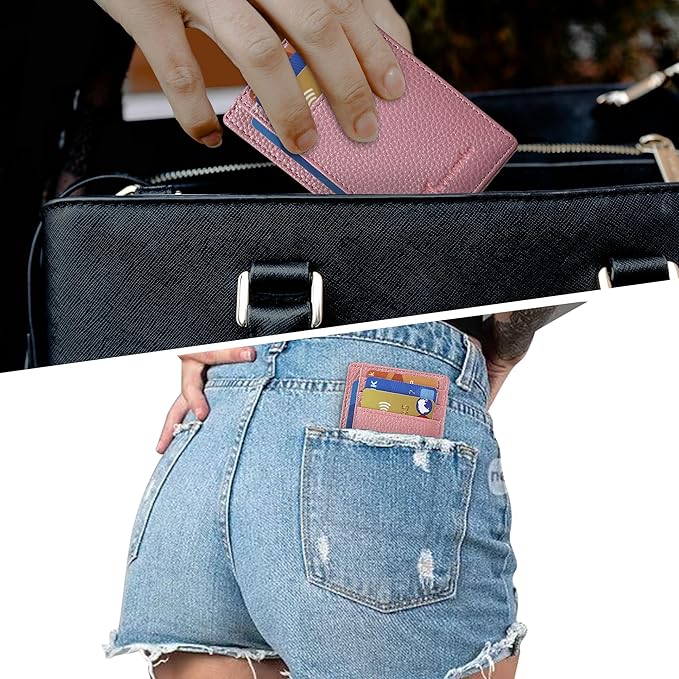 Travelambo Slim Wallet Front Pocket Minimalist Leather RFID Blocking Medium Size