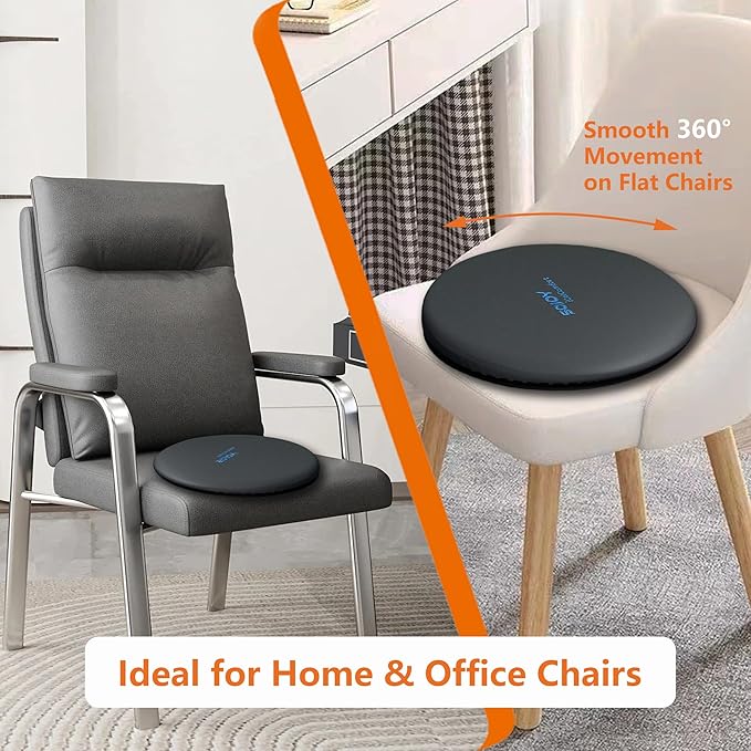 Sojoy iGelComfort Deluxe Gel Swivel Seat Cushion with Supportive Memory Foam 360 Degrees Rotating Seat Cushion for Home,Stool Chair,Office，13.5 Inches in Diameter Black