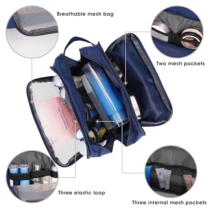 Toiletry Bag for Men Hanging Dopp Kit Water Resistant Shaving Bag Small Toiletry Bag for Traveling (Pure Royal Blue)