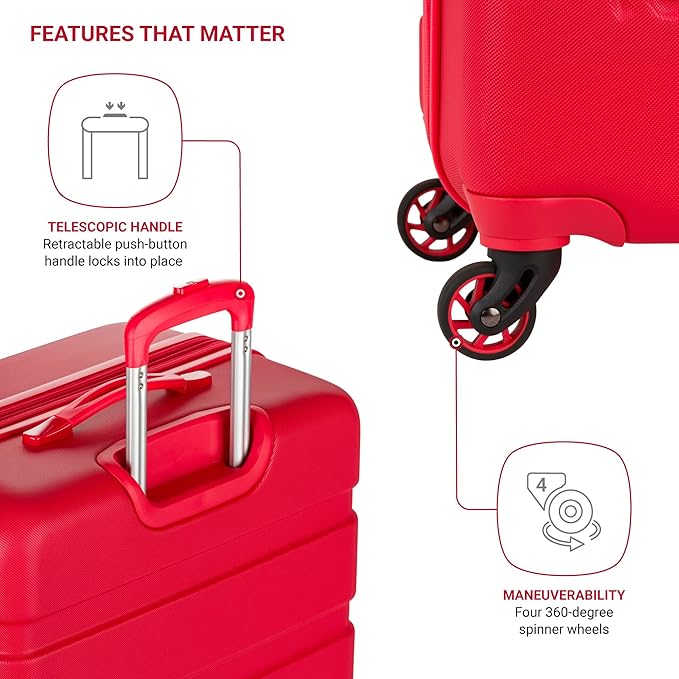 SwissGear 7366 Signature Hardside Expandable Luggage with Spinner Wheels, TSA Lock, Cup-Holder, Red, 2-Piece Set (19/27)
