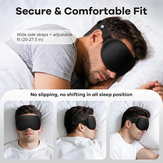 Weighted Eye Mask for Sleeping 2 Pack: Gentle Pressure Blackout Sleep Mask - Zero Eye Pressure Lash Extension Eye Covers Women Men - Airplane Travel Essentials, Memory Foam, Black Pink