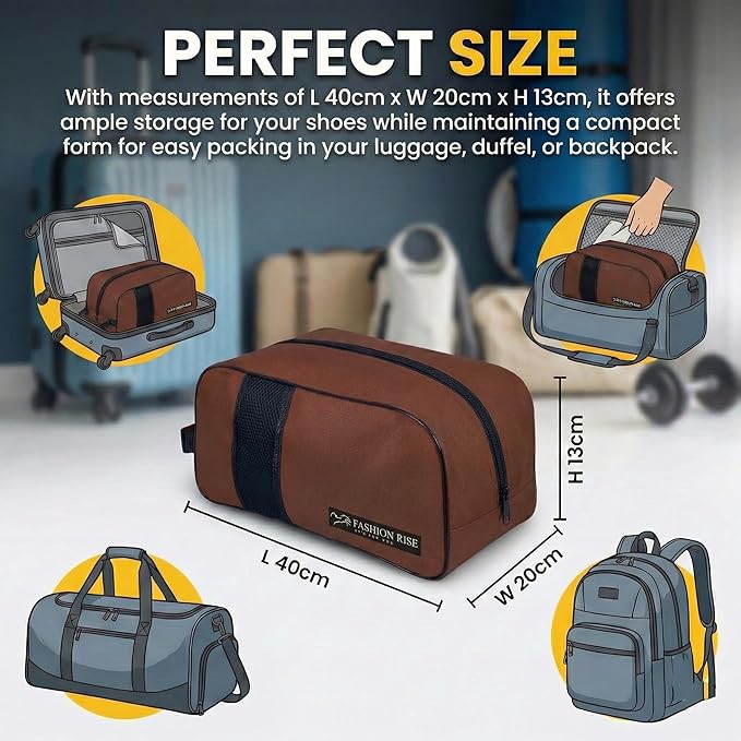 Waterproof Sports Boot/Shoe/Travel Bag for Football Cricket Rugby Golf Toiletry Gym for Boy/Girl Men/Women (Brown)