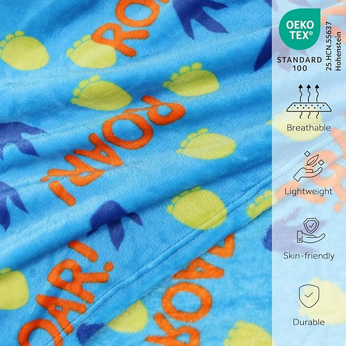 3 in 1 Kids Travel Pillow and Blanket Set - 40x60in, Plush Pillow with Hand Warmer, Dinosaur Pillow Blanket for Boys Birthday Christmas Party Favors and Travel Essential