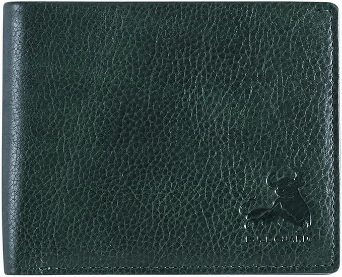 RFID Bifold Leather Wallet For Men with Flip Up ID Secure and Durable Extra Capacity Billfold with 11 Credit Cards in Vintage Buffalo Green, Tight Stitching & Quick Thumb Push Access, Gift Boxed