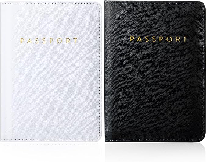 2 Pcs Passport Cover Holder for Travel Waterproof Leather Passport Wallet Case Book Travel Cruise Essentials for Women Men | 2 Pieces, Bridal, Holder, Waterproof, Holder Covers, Travel Wallet