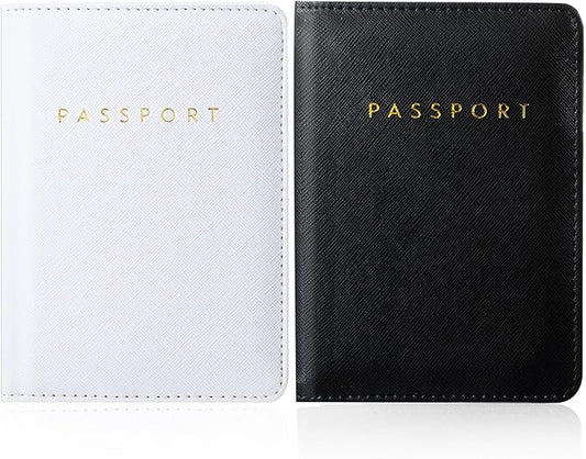 2 Pcs Passport Cover Holder for Travel Waterproof Leather Passport Wallet Case Book Travel Cruise Essentials for Women Men | 2 Pieces, Bridal, Holder, Waterproof, Holder Covers, Travel Wallet