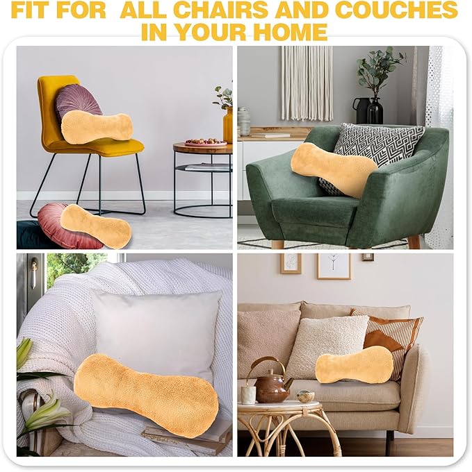 1 Pc Neck Pillow for Recliner Headrest Pillow Bone Shaped Chair Plush with Adjustable Strap Neck Support and Pain Relief Curve Head Cushion for Car Travel Airplane (Yellow)