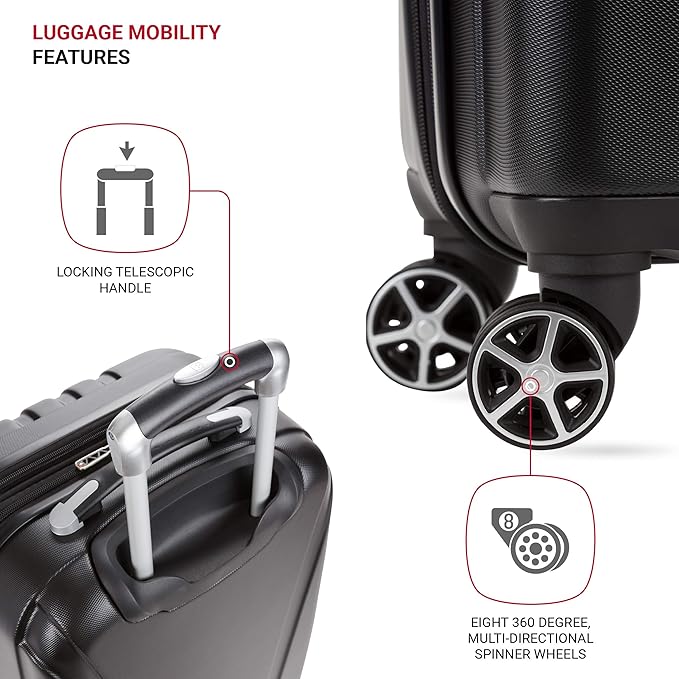 SwissGear 7585 Hardside Expandable Luggage with Spinner Wheels, Black, Checked-Large 27-Inch