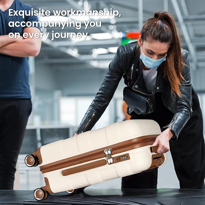 Hardside Carry On Luggage 22x14x9 Airline Approved with Spinner Wheels, Lightweight 20-inch Carry-On Suitcase for Men & Women, White