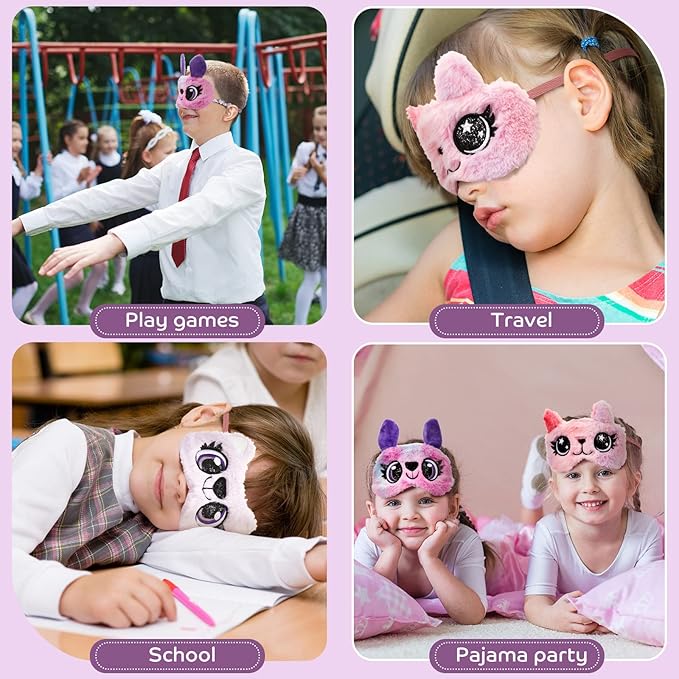 Geyoga Sleep Mask for Kids, Girls Plush Sleeping Eye Cover Soft Eye Blindfold Cover Animal Shade for Kids(Various Color)