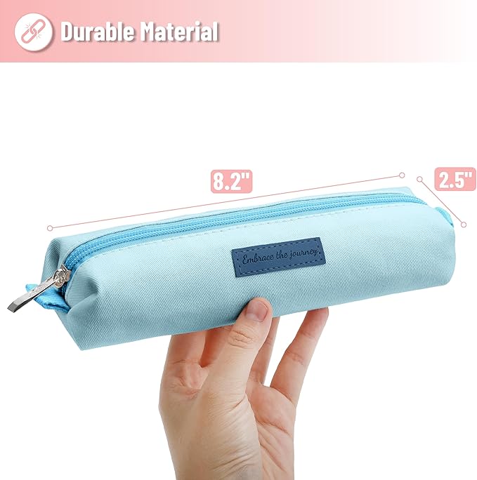 Mr. Pen- Cute Pencil Case Pouch, Light Blue Color, Multipurpose Canvas Bible Pencil Pouch