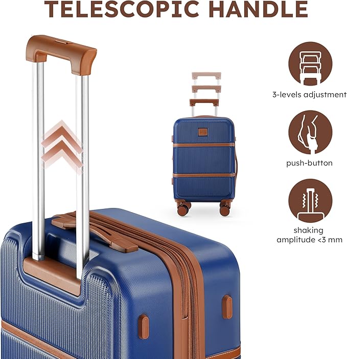 Suitour Expandable 4-Piece Luggage Set (14" 19" 23" 27") ABS Hardside Suitcase Sets with Spinner Wheels Checked Luggage Travel Suitcase