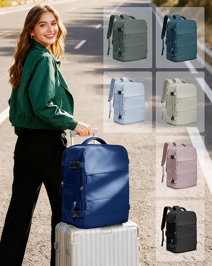 coowoz Travel Backpack Carry On for Women Man Gym Backpacks with Laptop Compartment Mochila de Viaje Teacher Personal Item Backpack Airplane Accessories Must Haves Royal Blue Small