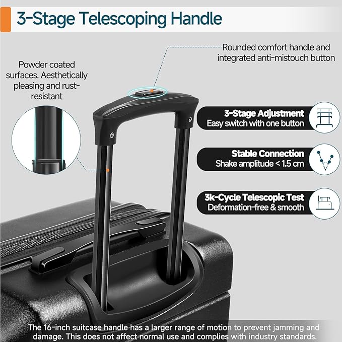 Hoteel Luggage Sets 3 Piece, 4-Yr Warranty, PC+ABS Hard Shell Expandable Suitcases with Wheels, TSA Aproved Lock and Carry on Bags, Travel Suit Case Set for Men and Women, (3-Piece, Black)