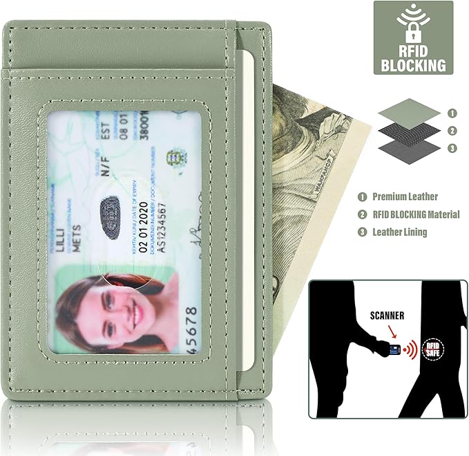 Travelambo Slim Wallet Front Pocket Minimalist Leather RFID Blocking Medium Size