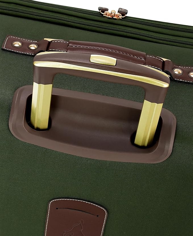 London Fog Nottingham 20 Inch Expandable Spinner Carry on Softside Suitcase, Olive Chestnut