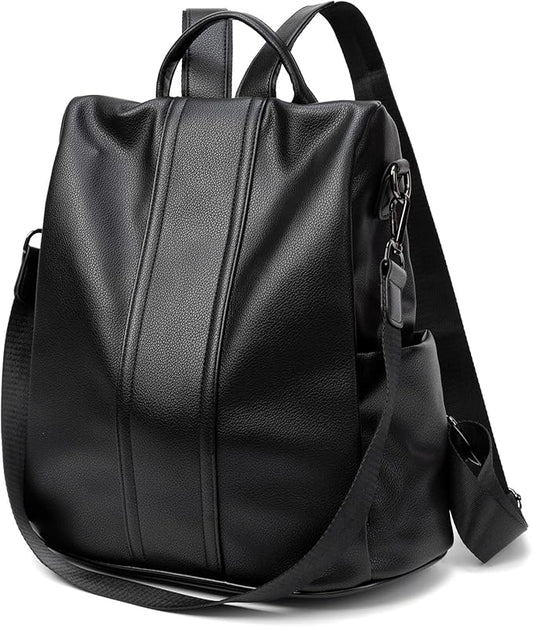 PINCNEL Women Backpack Purse Waterproof Nylon Anti-theft Rucksack Lightweight Shoulder Bag, Medium, Black