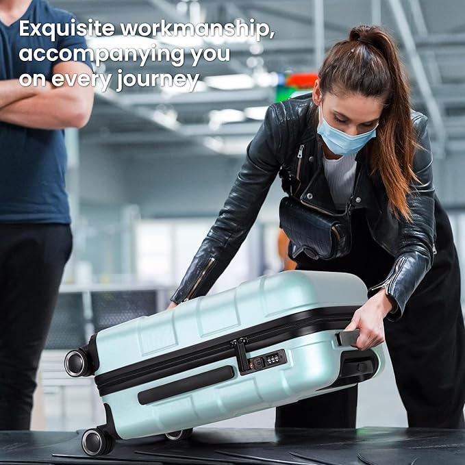 Luggage Sets 3 Piece with Spinner Wheel, Hardside Suitcase Set with TSA Lock, Expandable Lightweight Travel Luggage for Men and Women, Mint Green Upgraded