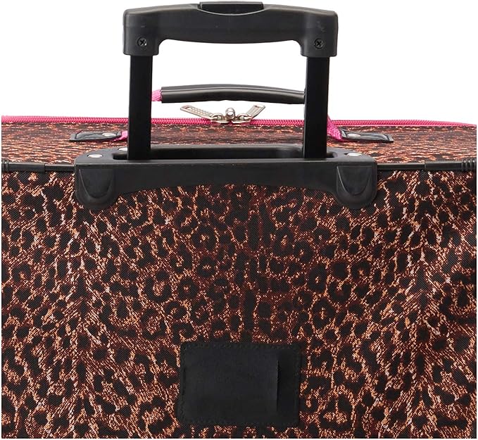 Rockland Vara Softside 3-Piece Upright Luggage Set, Pink Leopard, 3-Piece Set (20 inch/28 inch/22 inch duffel)