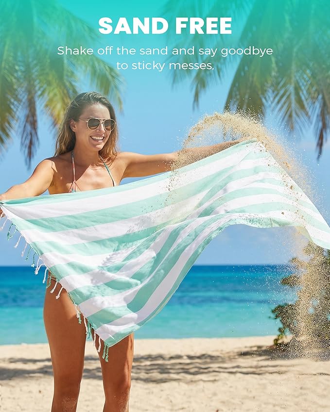 Antfuny 6 Packs Oversized Turkish Beach Towels Thin Quick Dry Sand Free Pool Swim Bath Towel Extra Large Blanket Adult Travel Essentials Accessories Must Haves Summer Vacation Dark Striped