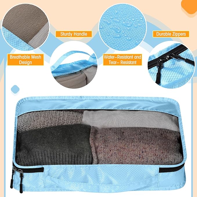 5 Pcs Packing Cubes for Suitcase Large Travel Cubes Carry on Luggage Organizer Bags for Clothes Accessories(S,Pastel)