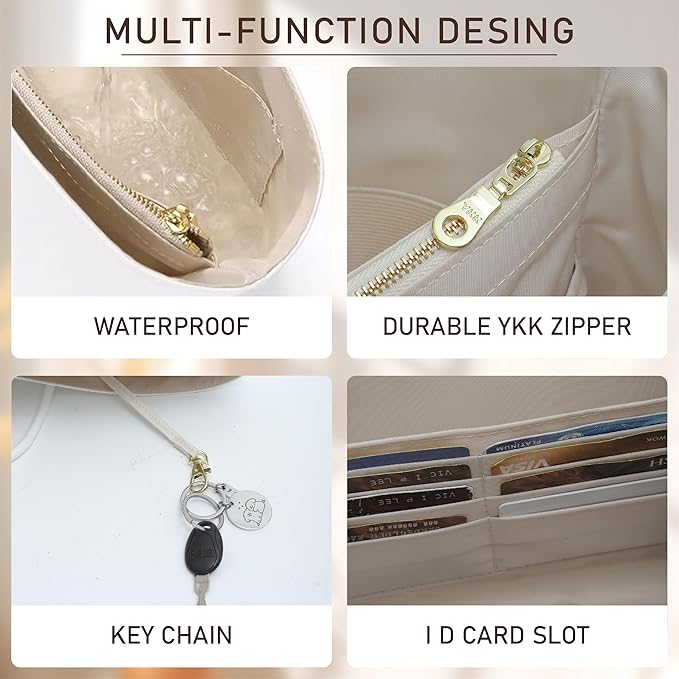 Doxo Long Champ Organizer Insert, Bag Organizer Insert for le pliage Medium, G.oyard PM, Speedy 30, Neverfull MM and More, Light Waterproof DupontPaper Purse Organizer, 6 Pockets(White, M)
