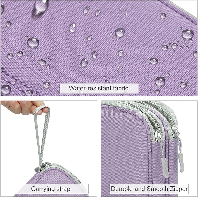 FYY Electronic Organizer, Travel Cable Organizer Bag Pouch Electronic Accessories Carry Case Portable Waterproof Double Layers Storage Bag for Cable, Charger, Phone, Medium Size, Light Purple